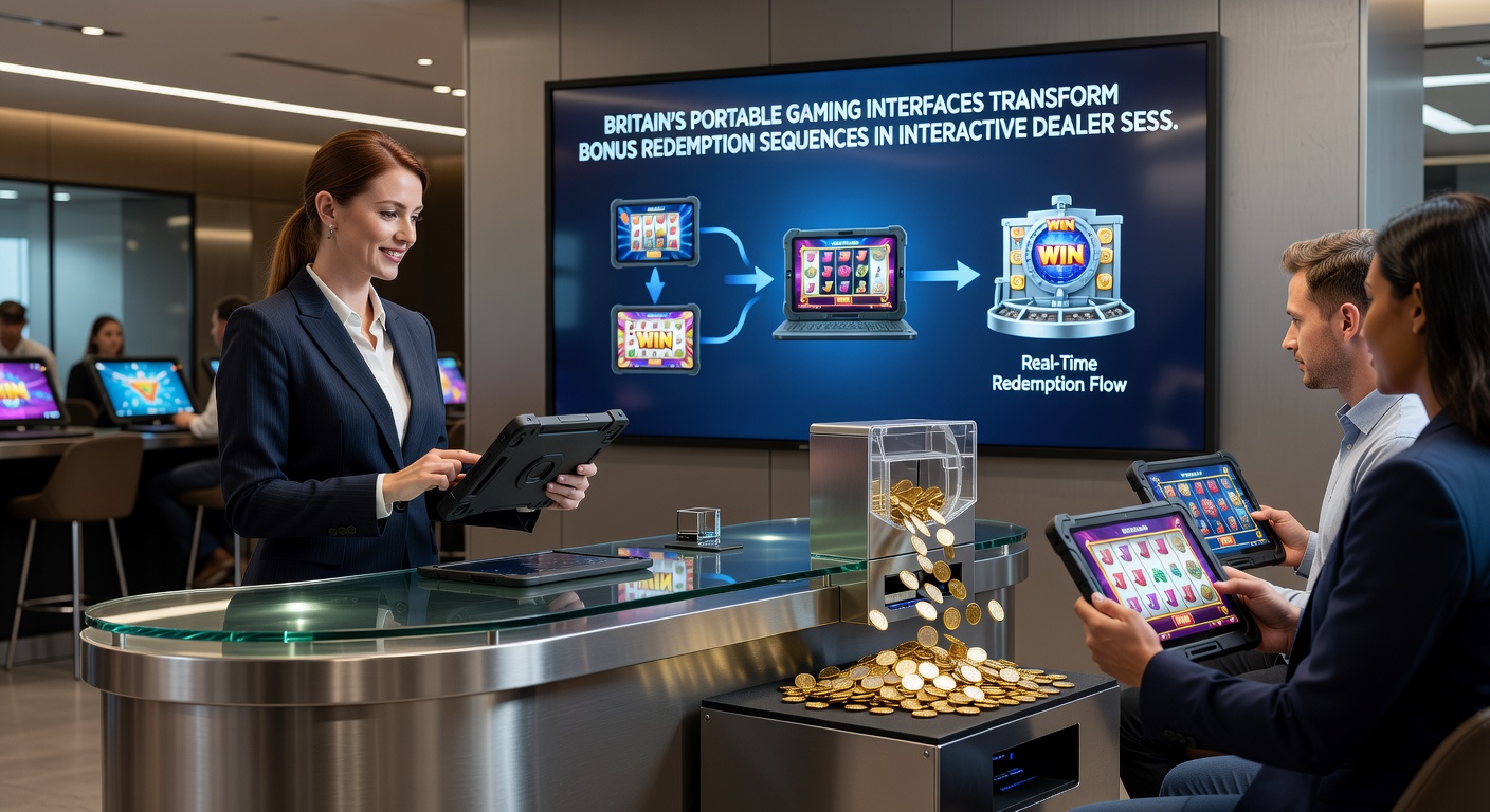 Close-up of portable device screen showing interactive dealer table and active bonus sequence progress