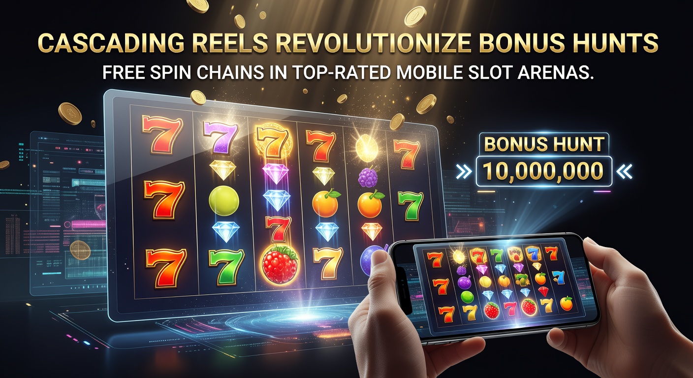 Close-up of a mobile slot screen during a massive free spin chain with exploding symbols and rising multipliers