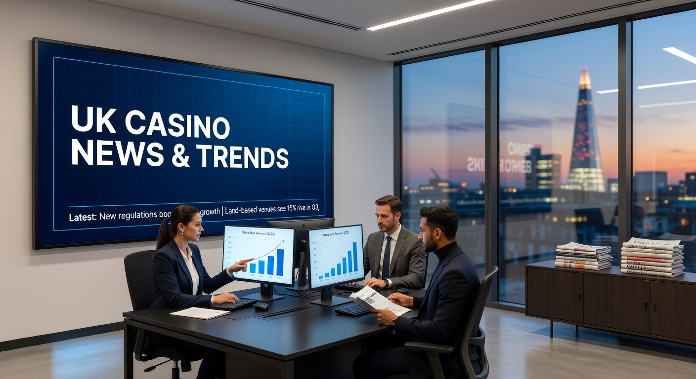 Graphic illustrating UK Gambling Commission regulatory changes with icons for stake limits, taxes, and player checks in the online casino landscape