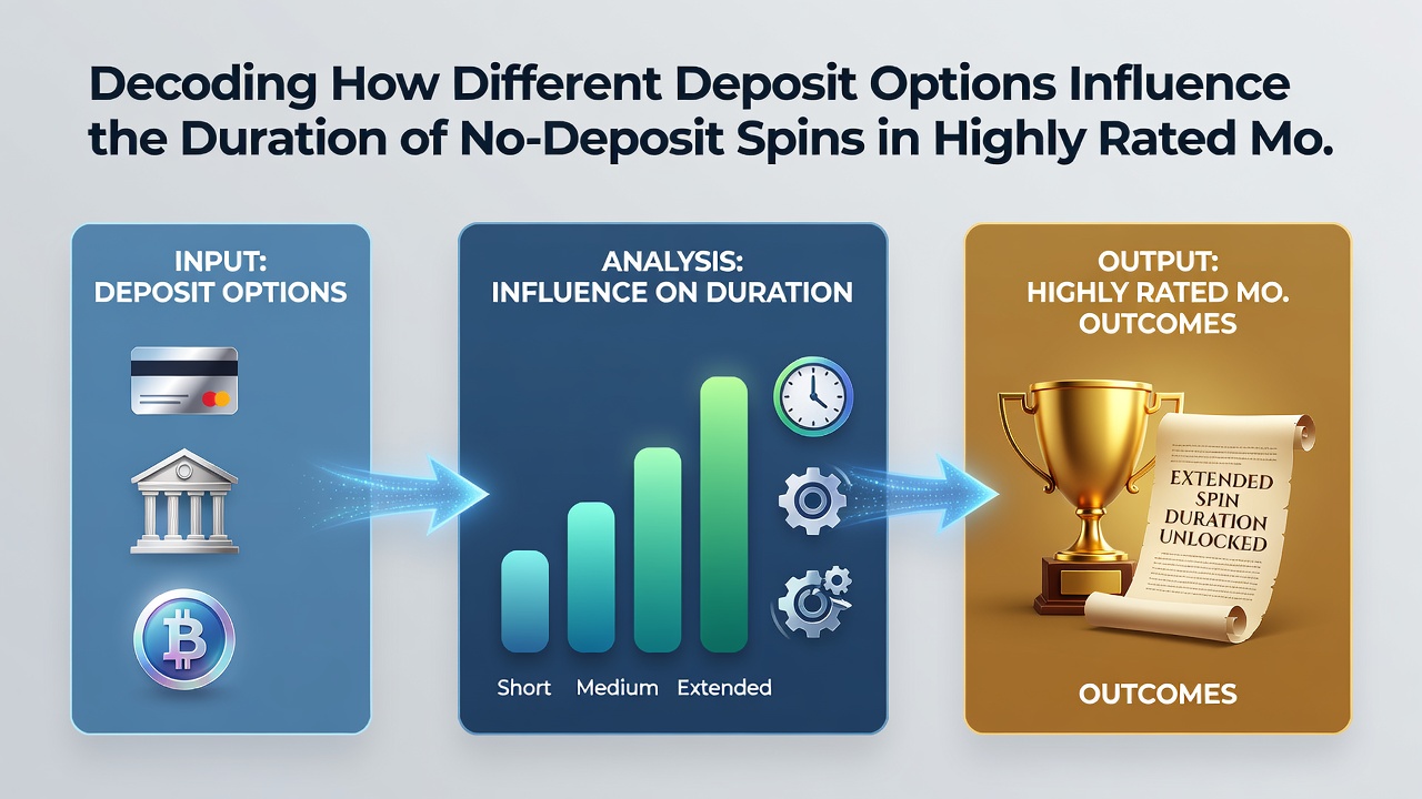 Comparison chart displaying various deposit methods next to corresponding no-deposit spin duration metrics on a mobile screen