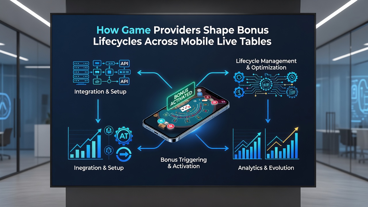 Live dealer mobile screen displaying active bonus progress and table selection