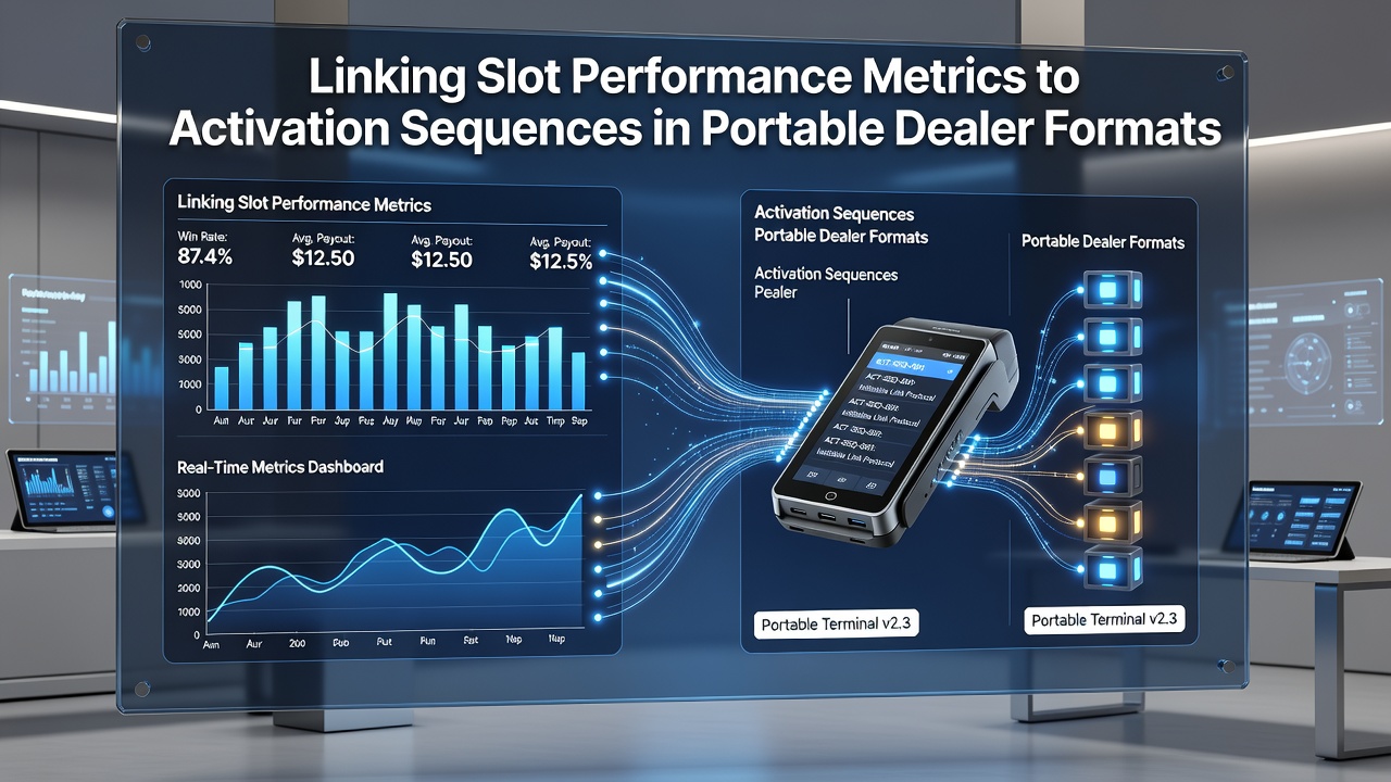 Diagram showing slot performance metrics connected to activation sequences in portable dealer formats