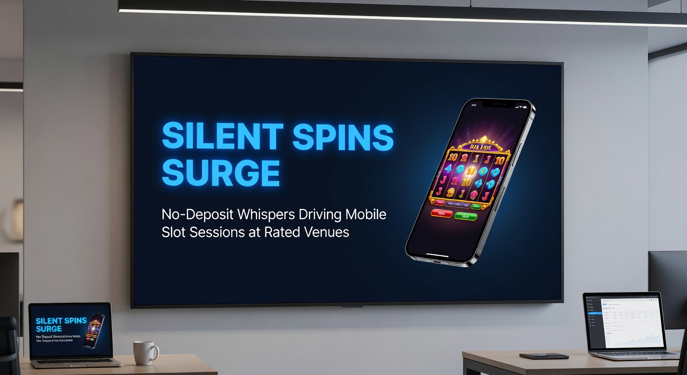 Graph showing upward trend in mobile slot sessions with no-deposit bonuses overlaid on icons of slot machines and smartphone notifications at a bustling online casino dashboard