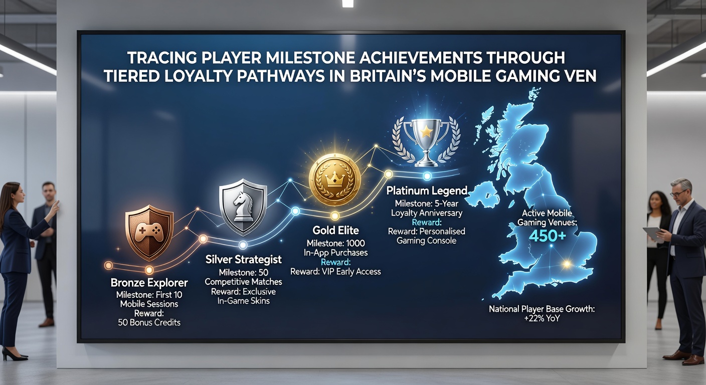 Infographic illustrating loyalty tier levels from bronze to platinum with milestone icons and reward examples