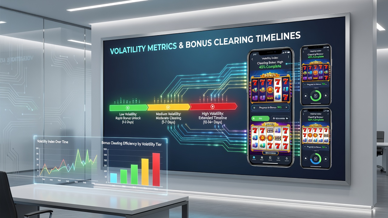 Close-up of mobile slot screen showing bonus meter and volatility settings